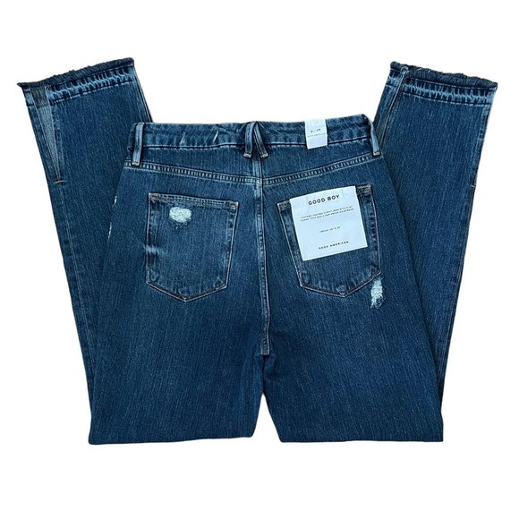 NWT Good American Good Boy Twisted Slit Style GBDS991T Color Blue 404 Si… - Picture 4 of 10